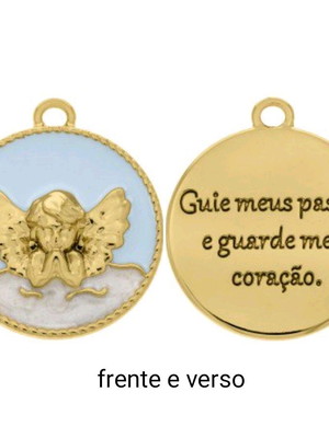 Pingente anjo 25mm resina e dourado (acima de 02 unid)