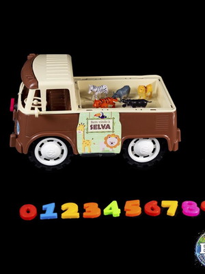 Kombi safari com animais em miniaturas