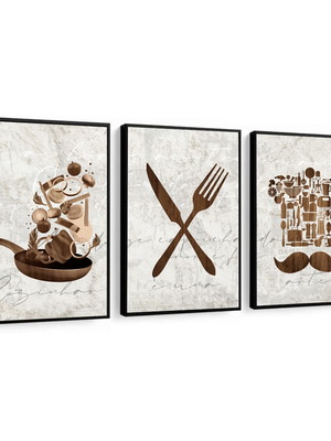 Quadro decorativo frases cozinha restaurante com moldura
