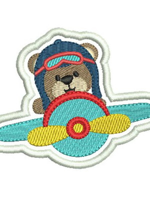 Patch bordado urso aviador