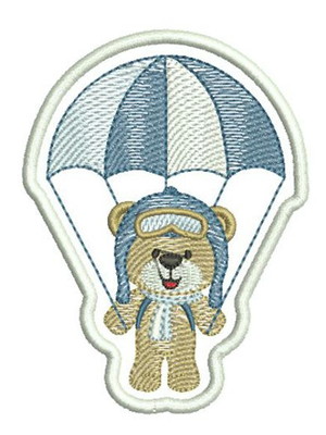Patch bordado urso paraquedas c/ termocolante