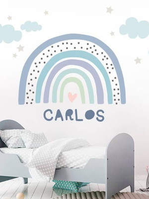 Adesivo para quarto de menino arco iris com nuvens