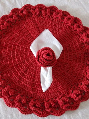Jogo sousplar e porta guardanapo croche