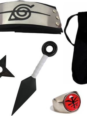 Kit naruto - bandana itachi + kunai + porta + anel akatsuki