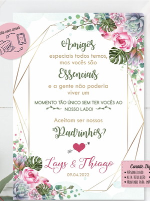Convite para padrinhos de casamento - arte digital
