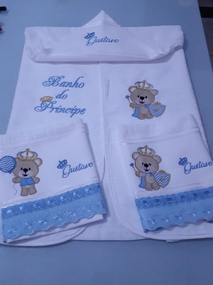 Kit toalha bordada para bebê