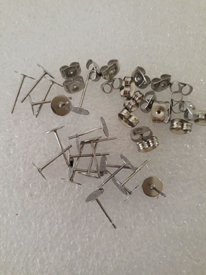 Base brinco redondo /aço inox 6mm.(200pares+tarrachas)