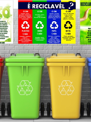 Kit com 3 placas reciclagem