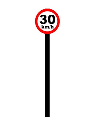 337 placa de sinalização ho vel. máx. permitida (30km/h)