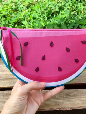 Necessaire melancia em tecido rosa
