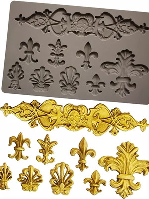 Molde de silicone flor de liz arabesco confeitaria biscuit