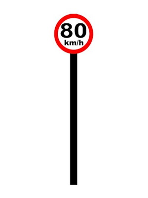 357c placa de sinalização ho vel. máx. permitida (80km/h)