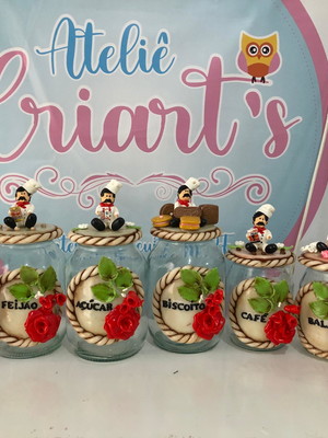 Conjunto de 7 potes em biscuit modelo mestre cuca