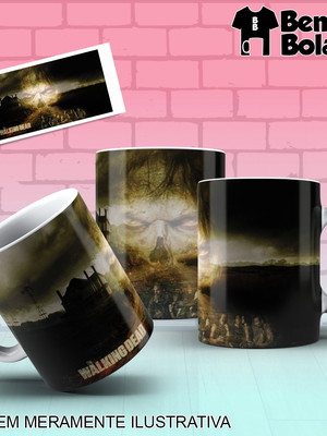 Caneca the walking dead cenário zumbi e elenco