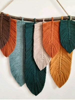 Painel de macrame folhas