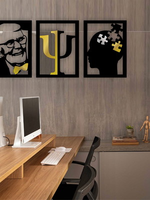 Trio de quadros psicologia decorativo