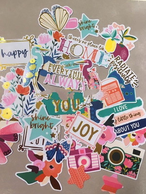 Die cuts com foil - borboletas e pássaros (44 peças)