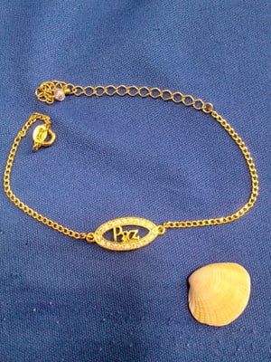 Pulseira paz com stass folheado a ouro 18cms
