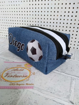 Estojo 3 divisórias futebol