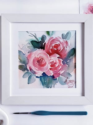 Pintura em aquarela rosa- curitiba pr