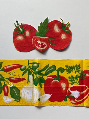 2 kits barra + patch aplique para pano de prato - tomates
