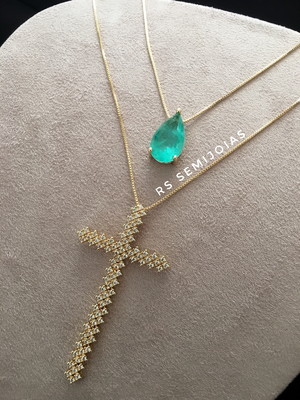 Colar cruz talento maleável sj ouro 18k