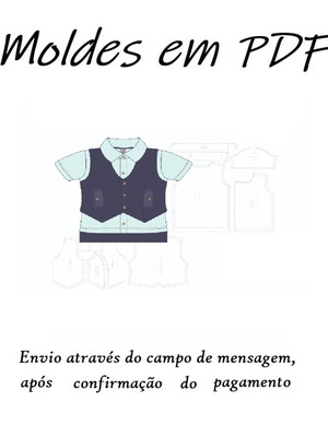 Molde digital modelagem de camisa colarinho com colete bebê