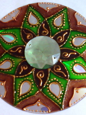 Mandala natureza em cd reciclado