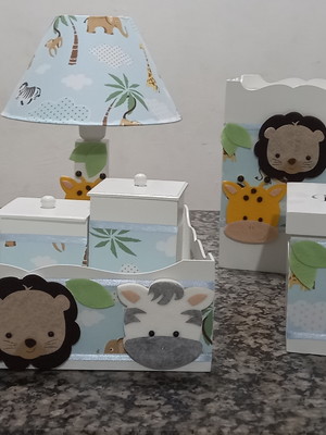 Kit higiene 8 pecas safari azul