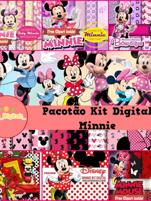 Kit digital minnie rosa e vermelha