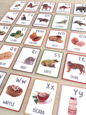 Alfabeto flashcards kit com 26 montessori