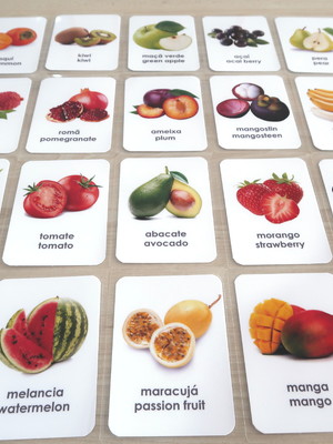 Kit 32 flashcards de frutas variadas