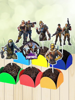 Mini topper para docinhos personalizado tema fortnite