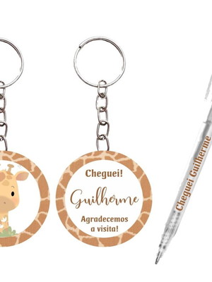 Kit lembrancinha de maternidade chaveiro girafinha+ caneta