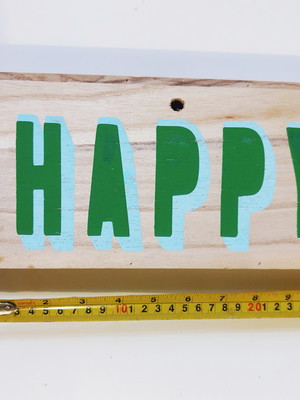 Placa de madeira "happy"