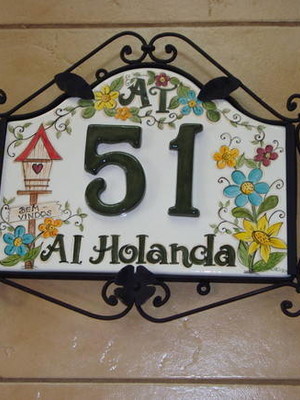 Placa numero casa c/ ferragem e numeros