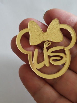Aplique acrílico cabeça da minnie com nome