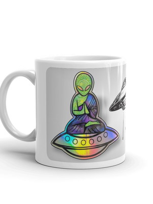 Caneca disco voador et alien ufo abduzindo humano