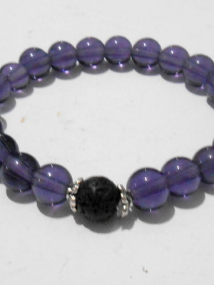 Pulseira japamala 21 contas cristal e lava vulcãnica