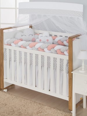 Kit berço americano trança chevron rose