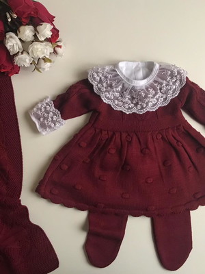 Saída maternidade menina marsala tricot completa
