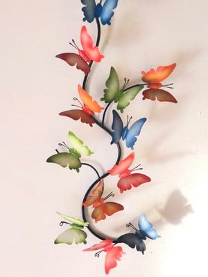 Decoração para varanda lata ferro metal borboletas enfeite
