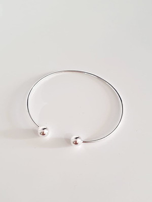 Pulseira 18cm aro rigida bolinha banhado prata