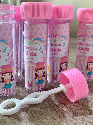 Frasco para bolinha de sabão personalizado circo promoção