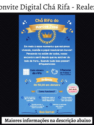 Convite digital chá rifa realeza