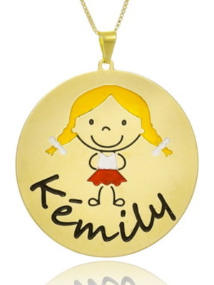 Colar com 1 boneco e 1 nome modelo 277
