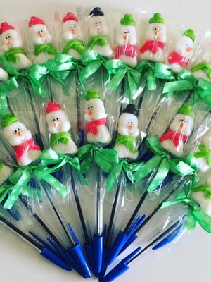 20 canetas biscuit natal