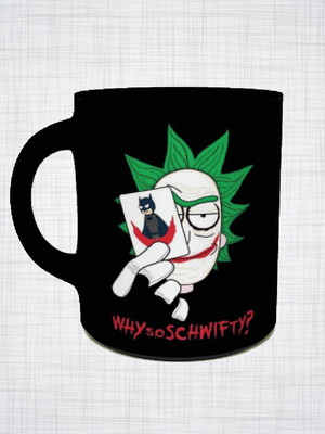 Caneca porcelana preta ricky and morty joker coringa dc