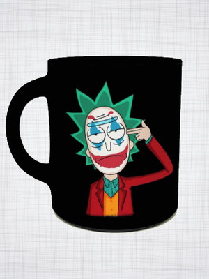 Caneca porcelana preta ricky and morty joker coringa dc
