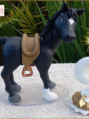 Topo de bolo: cavalinho 20cm +vela